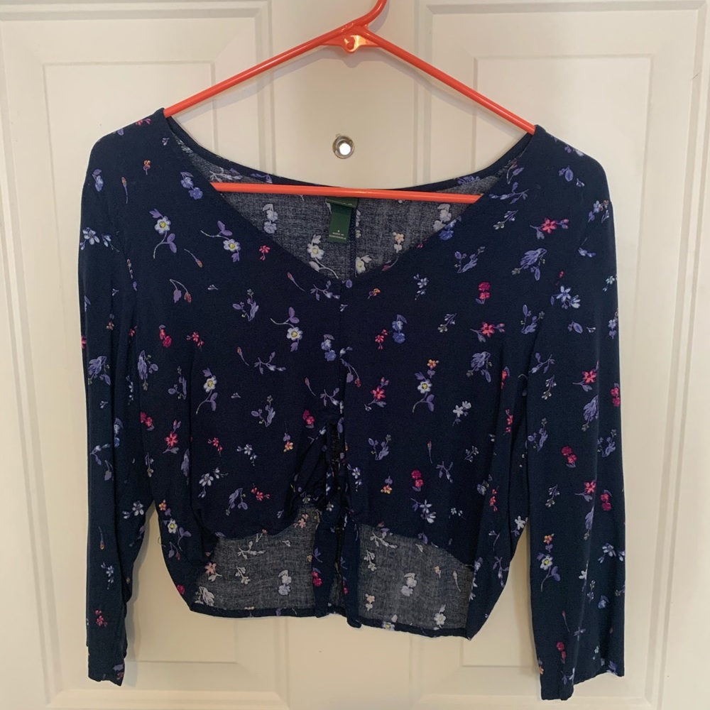 Wild Fable 3/4 sleeve floral crop top